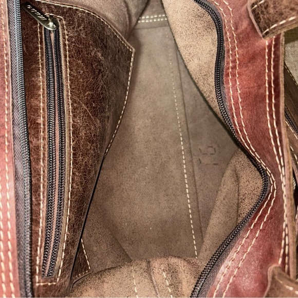 MUBO Leather Suede Satchel Shoulder Bag - Picture 7 of 9